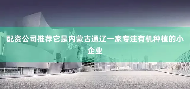 配资公司推荐它是内蒙古通辽一家专注有机种植的小企业